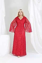 Kadın Büyük Beden Kırmızı .Abiye Elbise.1.