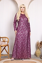 Kadın Büyük Beden Mor Abiye Elbise